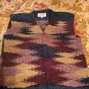 Multicolor Knit Cardigan with Button Closure